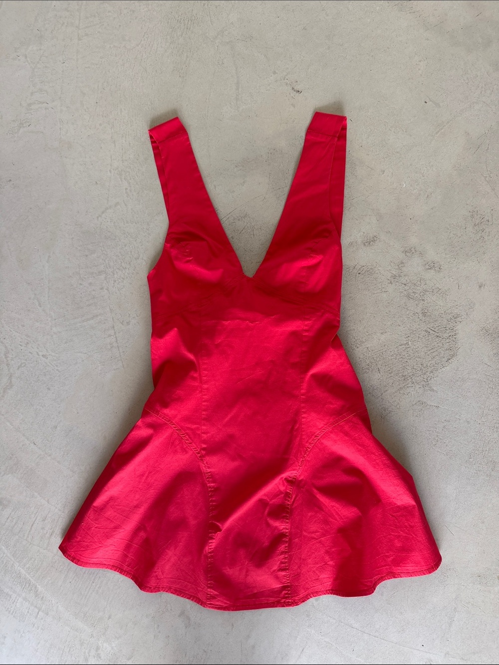 Free People Bright Pink V-Neck Fit-and-Flare Dress